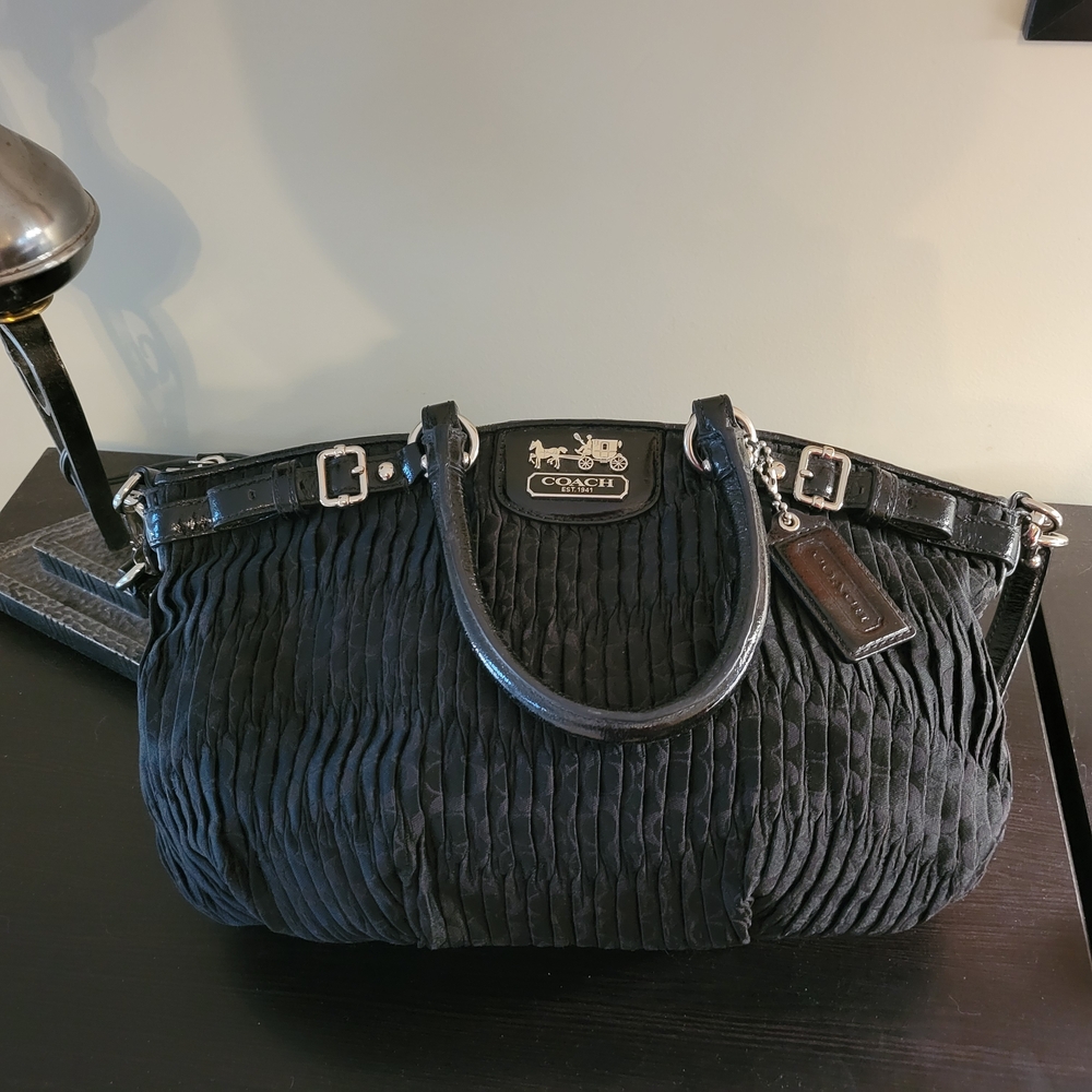 Coach Black Satchel with Rouched Design